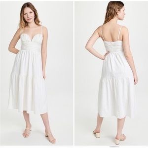 Moon River Spaghetti Strap Dress, Sweetheart, Empire Waist, White & Gold XL